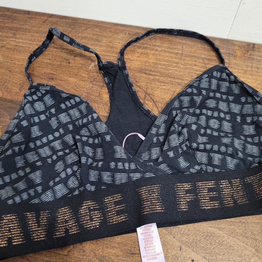 NWOT Savage X Fenty Bralet Women's sz Small Black/Gold Strappy Sports Bra
